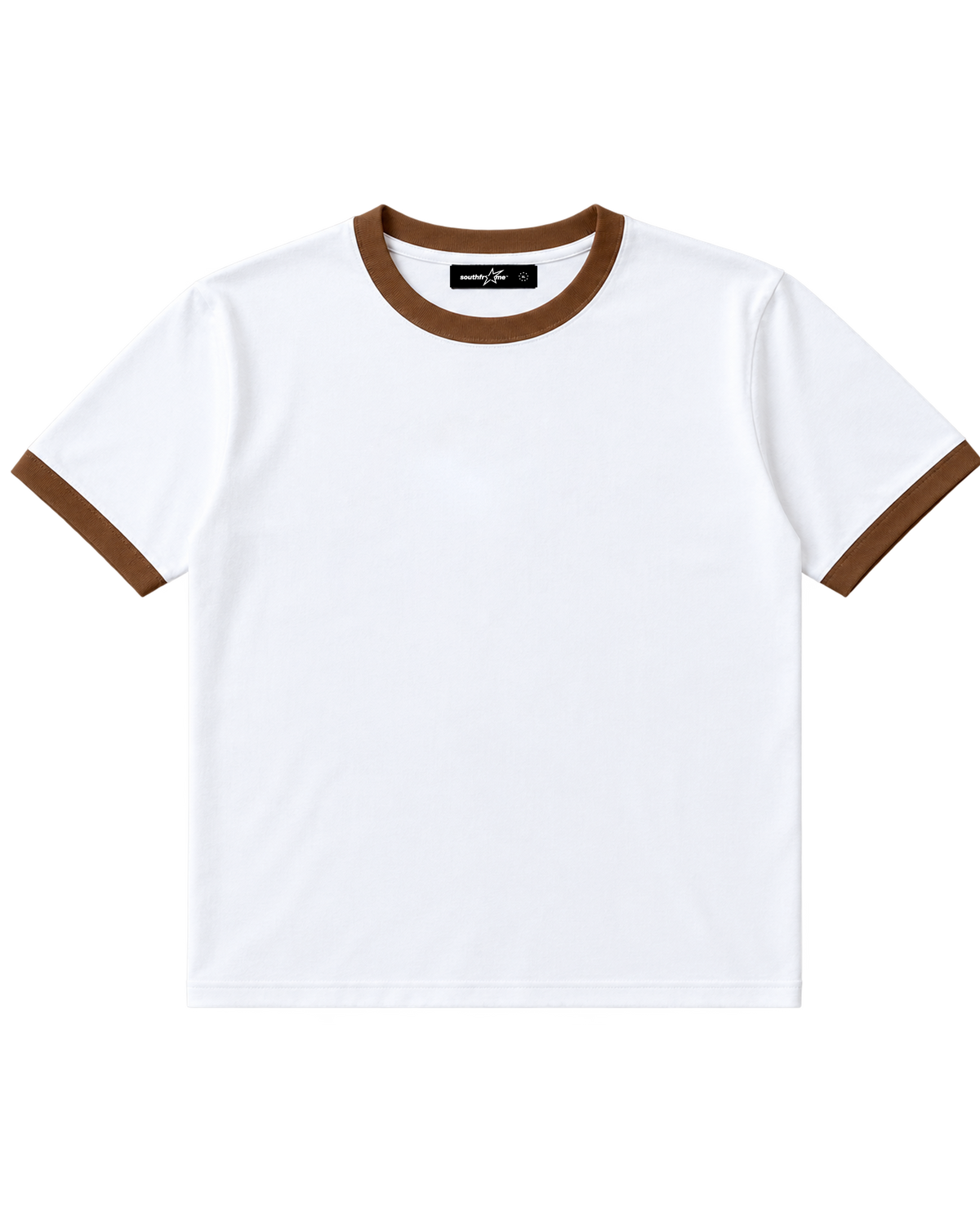 RINGER TEE — WHITE / BROWN