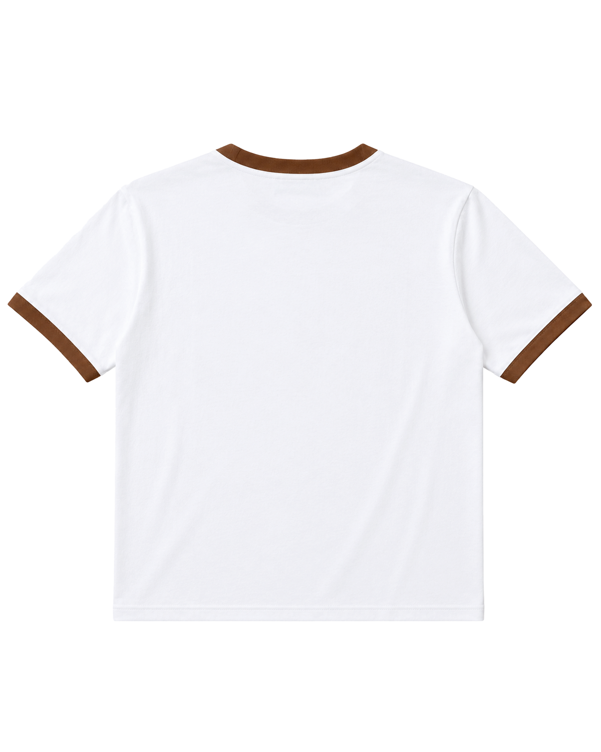 RINGER TEE — WHITE / BROWN
