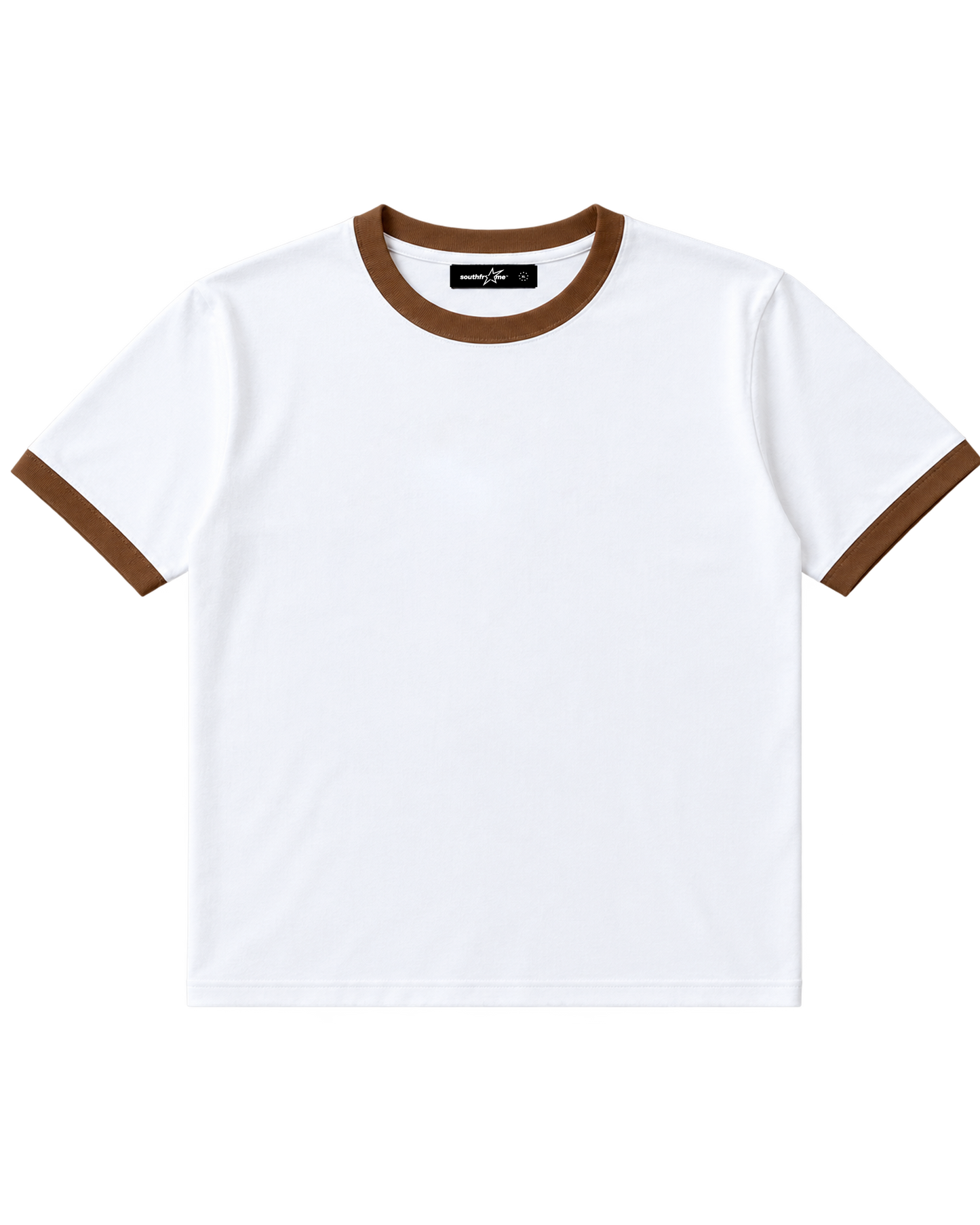 RINGER TEE — WHITE / BROWN