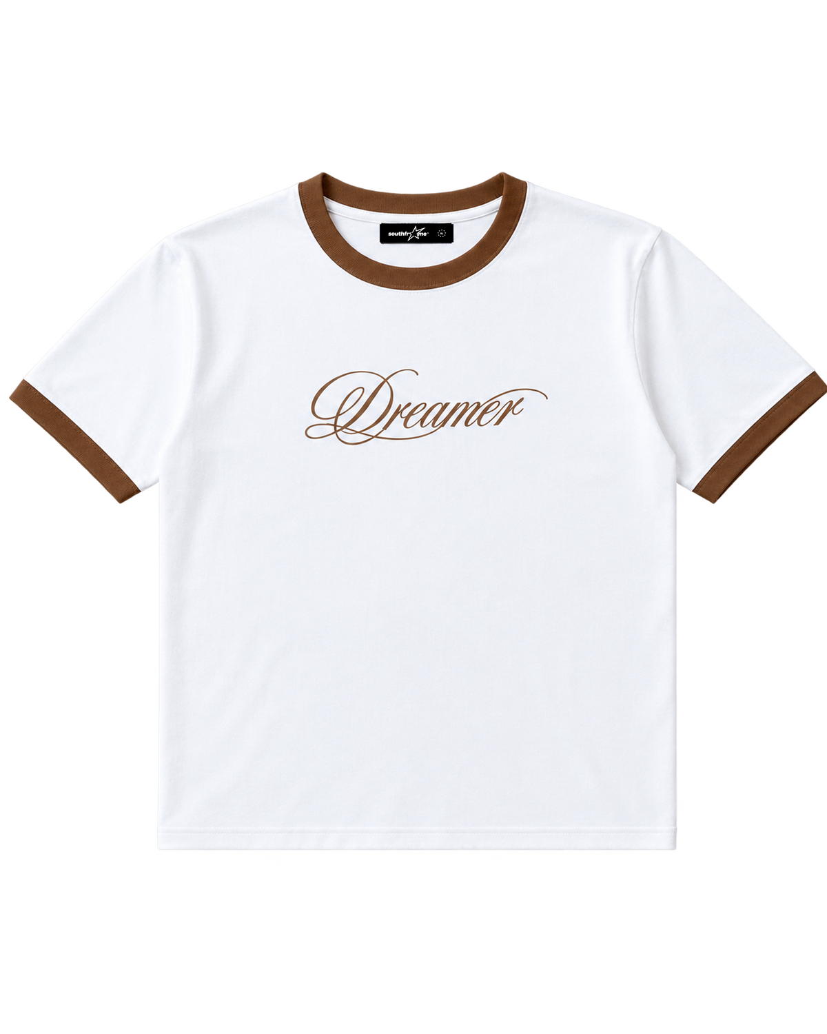 RINGER TEE — WHITE / BROWN